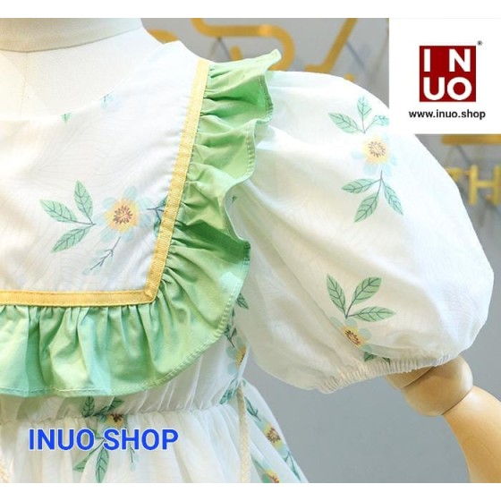 Vestido floral con bolsillo para niña